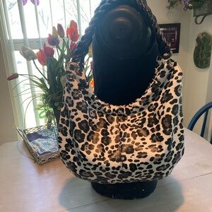 Black and White Leopard Print Hobo Bag